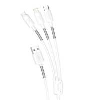 Dudao L8s upgrade USB-A to Lightning/USB Micro/USB-C 3-in-1 cable 1.2m hvid