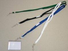 Halsbånd til ID-kort med metalkrog blå