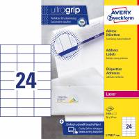 Avery L7181-100 adresse etiketter med UltraGrip laser 70x37mm 
