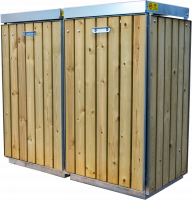 Affaldsbeholder B96-D UNIVERSAL dobbelt i trykimp. fyrretr&aelig; med l&aring;g