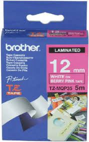 Brother tape TZeMQP35 12mm hvid på mat pink