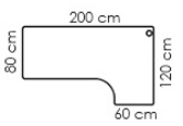 ConSet bordplade L-form højrevendt 200x80cm 22mm MDF med hvid laminat