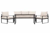 Catania loungesæt med sofa 2 stole og bord i beige og sort