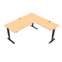 ConSet 501-37 hæve-sænke bord 180x180cm bøg med sort stel