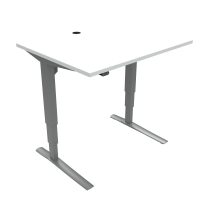 ConSet 501-43 hæve-sænke bord 100x80cm hvid med sølv stel