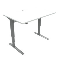 ConSet 501-43 hæve-sænke bord 120x80cm hvid med sølv stel