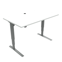 ConSet 501-43 hæve-sænke bord 140x80cm hvid med sølv stel