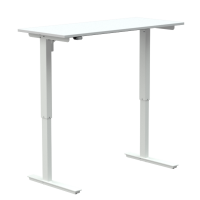 ConSet hæve-sænkebord 120x52cm hvid bordplade på hvidt stel