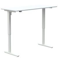 ConSet hæve-sænkebord 140x60cm hvid bordplade på hvidt stel