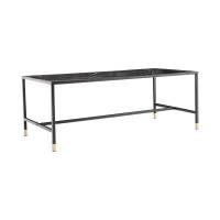 Dipp sofabord 130x60 cm i glas og sort metal