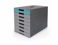 Durable skuffekabinet IDEALBOX PRO 7 skuffer sort - blå