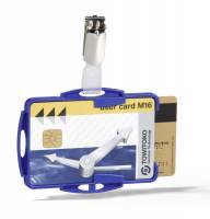  Durable ID-kortholder m.stropklemme åben front 2 kort 54x84mm blå