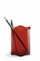 Durable Trend penneholder rund med bølgekant klar rød