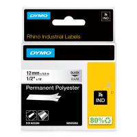 Dymo tape Rhino 12mmx5,5m permanent polyester blå på klar