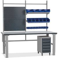 Fileb&aelig;nk model 2 med skuffesektion p&aring; hjul 2000x800mm