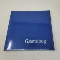 Gæstebog med sølv tryk 23x25cm kongeblå lærred