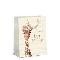 Gavepose med giraf Happy Birthday 26x12x32cm