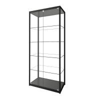 Glasvitrine med 4 flytbare hylder 180x80x40cm med lås sort