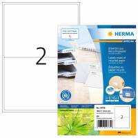 Herma etiket recycled 199,6x143,5mm, 2 etiketter pr ark, 80 ark, hvid