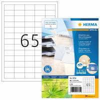 Herma etiket recycled 38,1x21,2mm, 65 etiketter pr ark, 80 ark, hvid