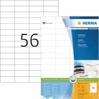 Herma Premium etiketter 52,5x21,2mm på A4 ark hvid