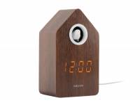 Karlsson Cuckoo LED vækkeur 15,3x6cm træfinér brun