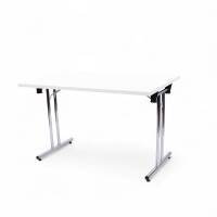 Klapbord Lux II 120x80cm hvid med s&oslash;lv stel