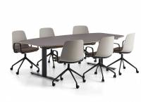Konferencegruppe AUDREY + LANGFORD, bord i gråbrun + 6 brune stole