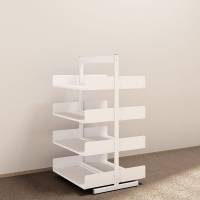 Kontorreol i st&aring;l til gulv 1600x900x400mm hvid tosidig grundsektion