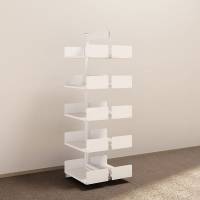 Kontorreol i st&aring;l til gulv 1900x600x300mm hvid tosidig p&aring;bygningssektion 