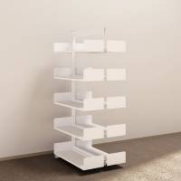 Kontorreol i st&aring;l til gulv 1900x900x300mm hvid tosidig p&aring;bygningssektion