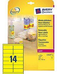Avery L7263Y-25 Promotion etiketter 99,1x38,1mm neon gul 
