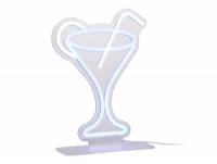 Leitmotiv neonlys Cocktail w. Straw 21,8x30cm blå