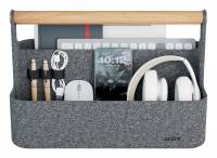 Leitz organizer b&aelig;rbar med h&aring;ndtag stoffilt lysegr&aring;