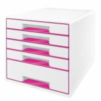 Leitz Desk Cube WOW skuffekabinet med 5 skuffer pink