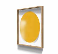 Lintex A01 circle glastavle med egetræsramme 100x100cm Bright, gul