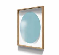 Lintex A01 circle glastavle med egetræsramme 100x100cm Calm, lys blå