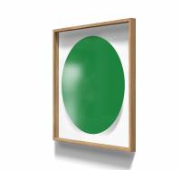 Lintex A01 circle glastavle med egetræsramme 100x100cm Fearless, grøn