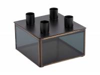 Lysestage Boxed 14x11cm glas sort