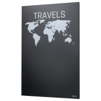 Naga Travels magnetisk kridttavle i st&aring;l 60x90cm med verdenskort