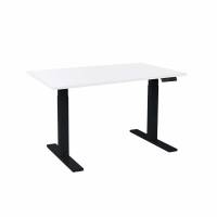 Office hæve sænkebord Corporate 80x120 cm, sort alu stel med hvid bordplade