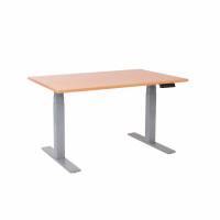 Office hæve/sænkebord 80x120 cm – Bøg med alu-stel, elektrisk højdejustering