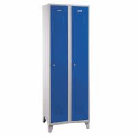 Office garderobeskab 2x1 rum med cylinderlås blå