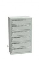 Opladningsskab til cykelbatterier B550 med 6 rum, v&aelig;gmodel, gr&aring;