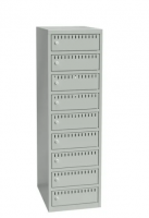 Opladningsskab til cykelbatterier B550 med 9 rum, v&aelig;gmodel, gr&aring;