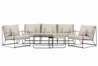 Palazzo sofasæt med sofa 2 stole og bord sort og beige
