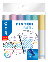 Pilot Pintor medium Pastel Mix marker 1,4mm, sæt med 6 farver