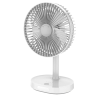 Platinet genopladelig ventilator med lys, hvid