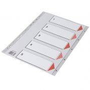 Q-line plastregister A4 med kartonforblad grå 1-5