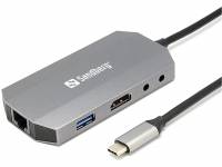 Sandberg USB-C 6-in1 Travel Dock aluminium